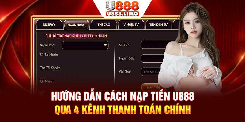 Hướng dẫn cách nạp tiền U888 qua 4 kênh thanh toán chính